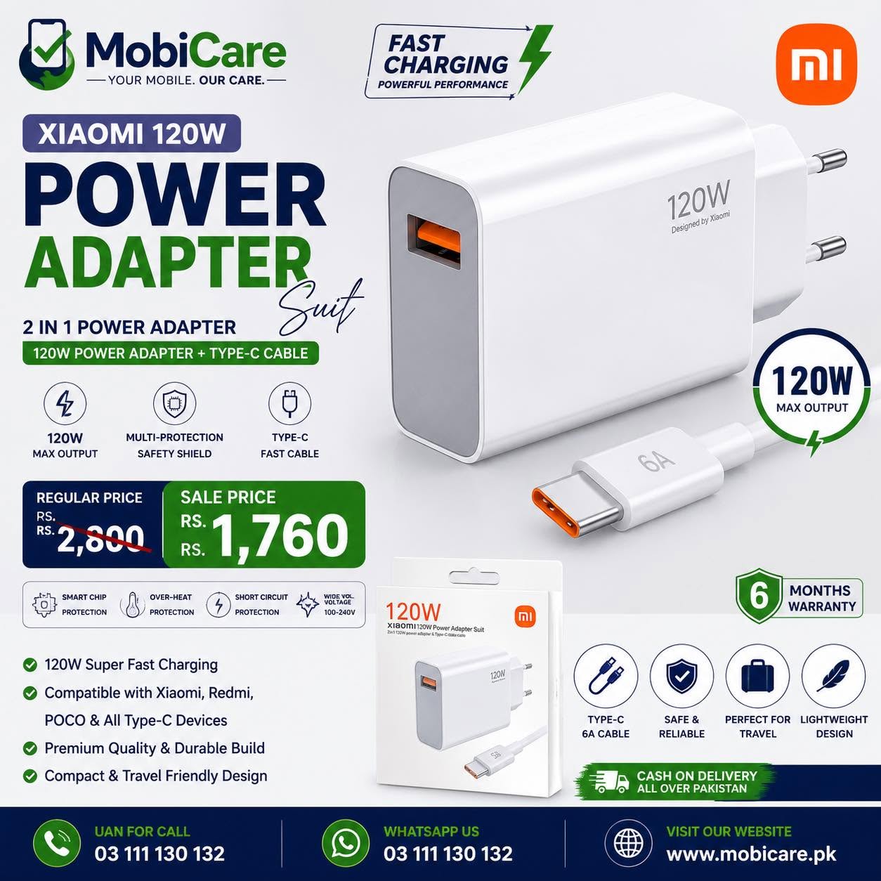 Xiaomi 120W HyperCharge Power Adapter with 6A USB-C Cable